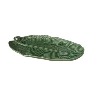 Bordallo Pinheiro Green Banana Leaf Platter 19 X 11 inches Portugal Glazed Serve